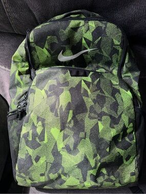 Nike Green and Black Camouflage Backpack